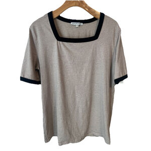 Love Olive Co Striped T-Shirt Womens Size Large Beige Black